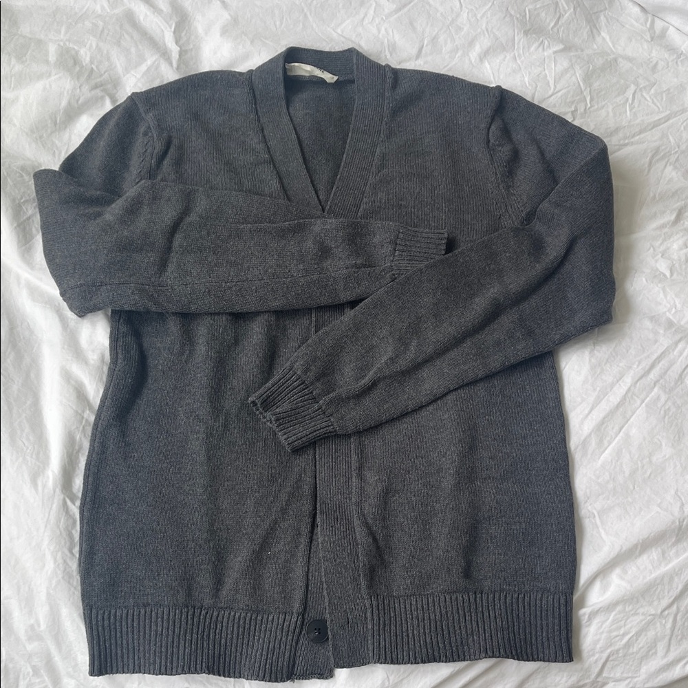 Everlane Men's Charcoal Cardigan Sweater